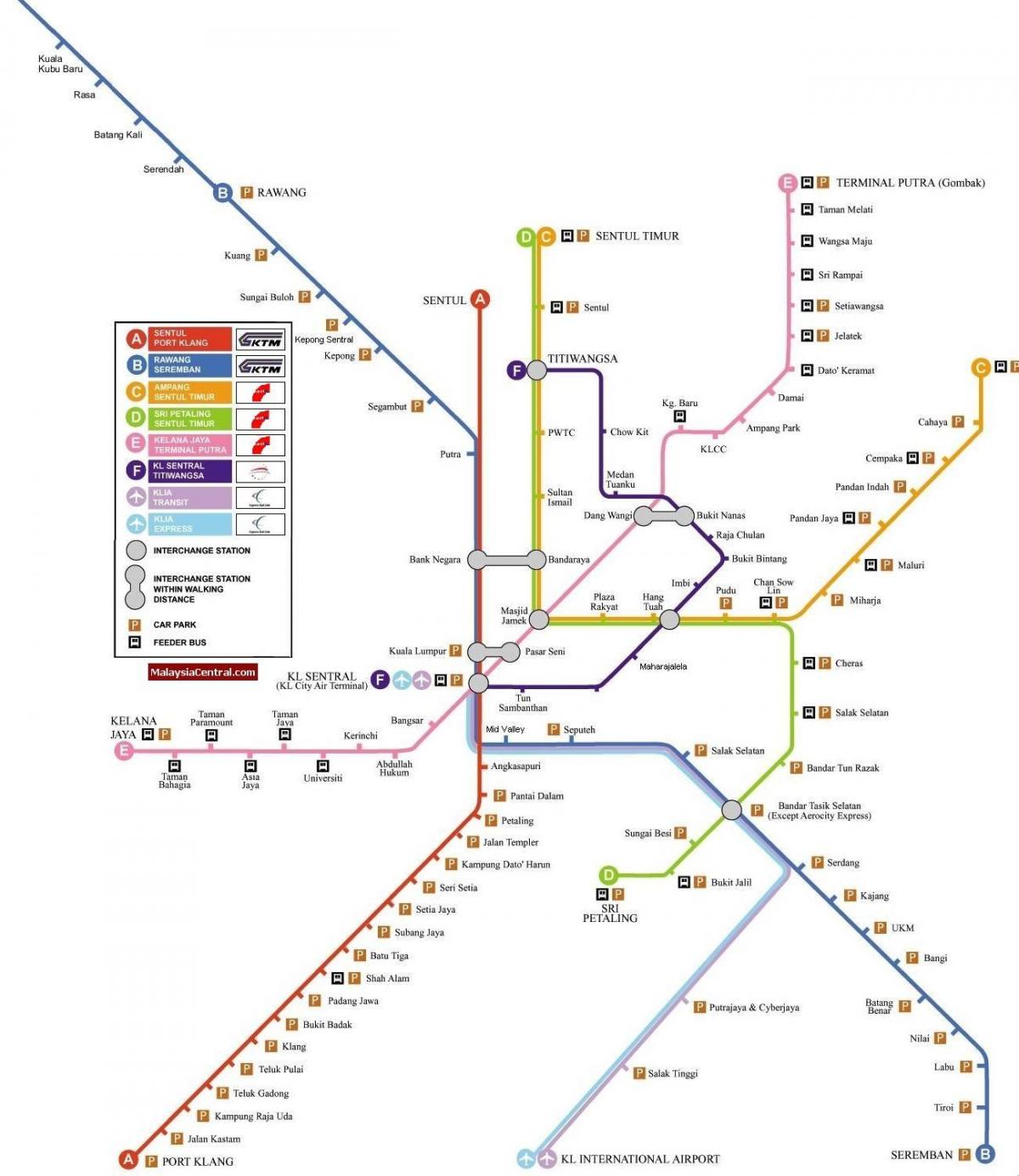 کوالالمپور روشنی ریل کا نقشہ