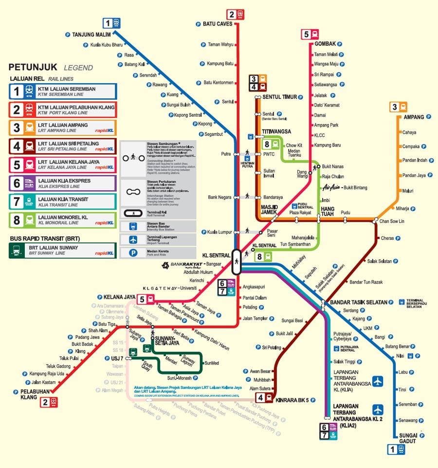 کوالالمپور lrt نقشہ 2016