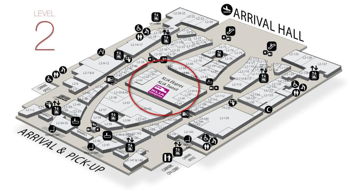 klia2 آمد کا نقشہ