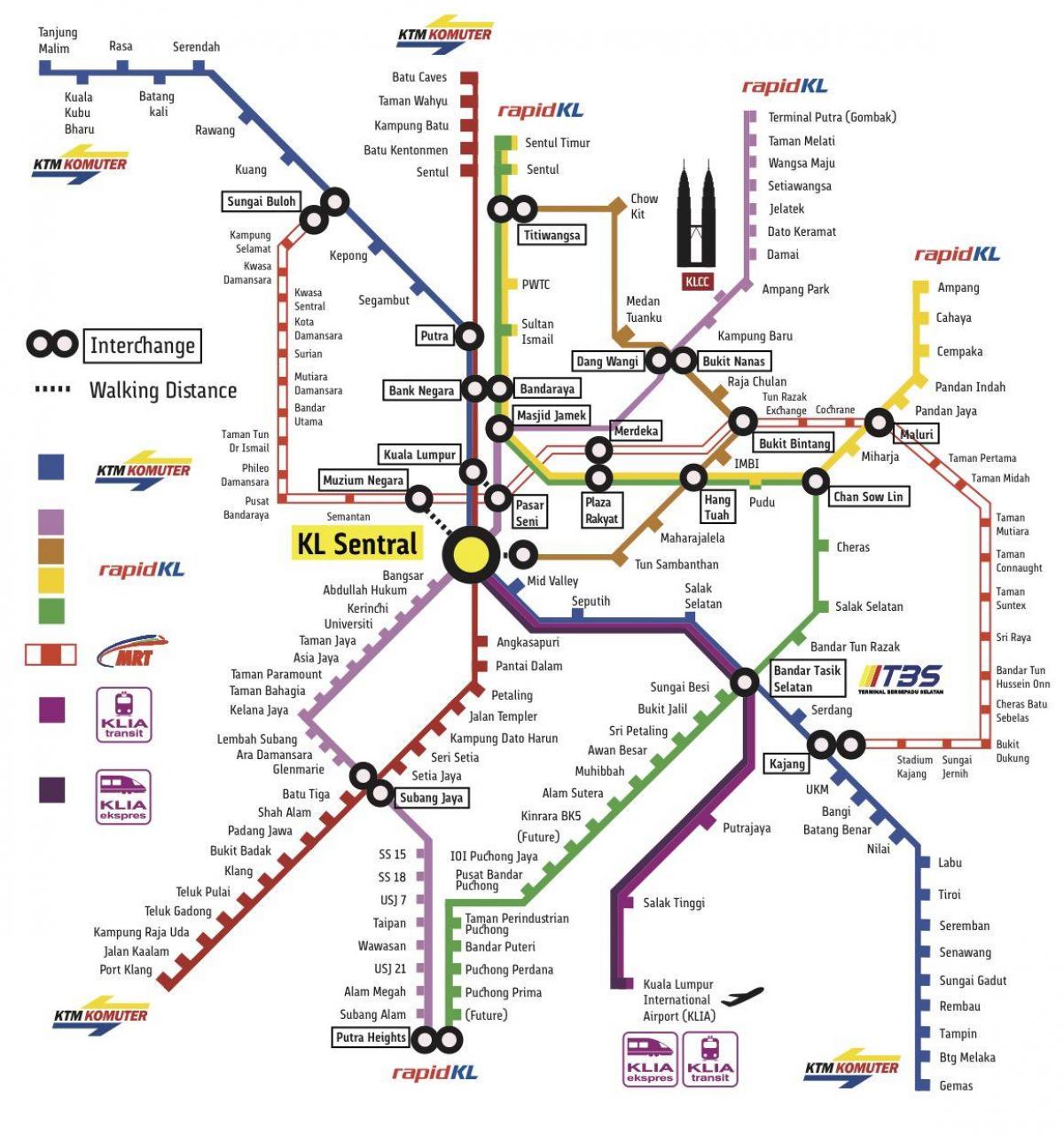 کوالالمپور نقل و حمل کا نقشہ