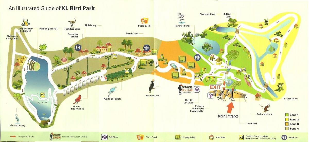 کوالالمپور برڈ پارک کا نقشہ