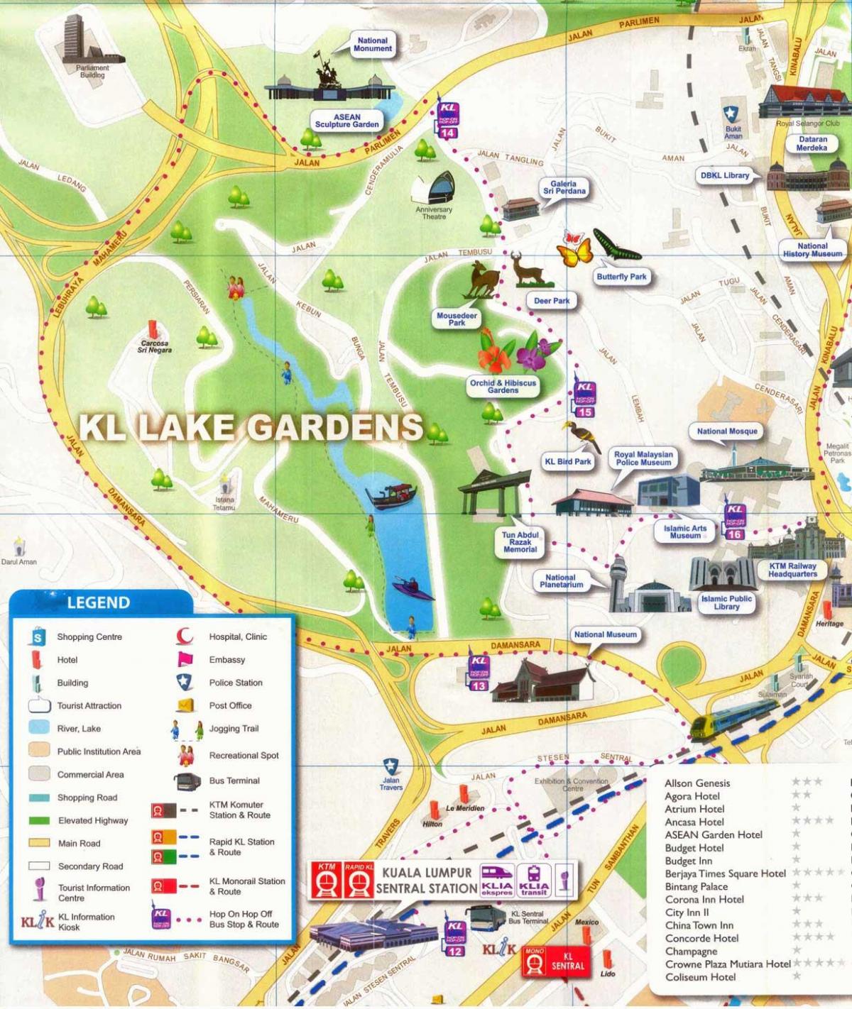 جھیل باغ کوالالمپور نقشہ