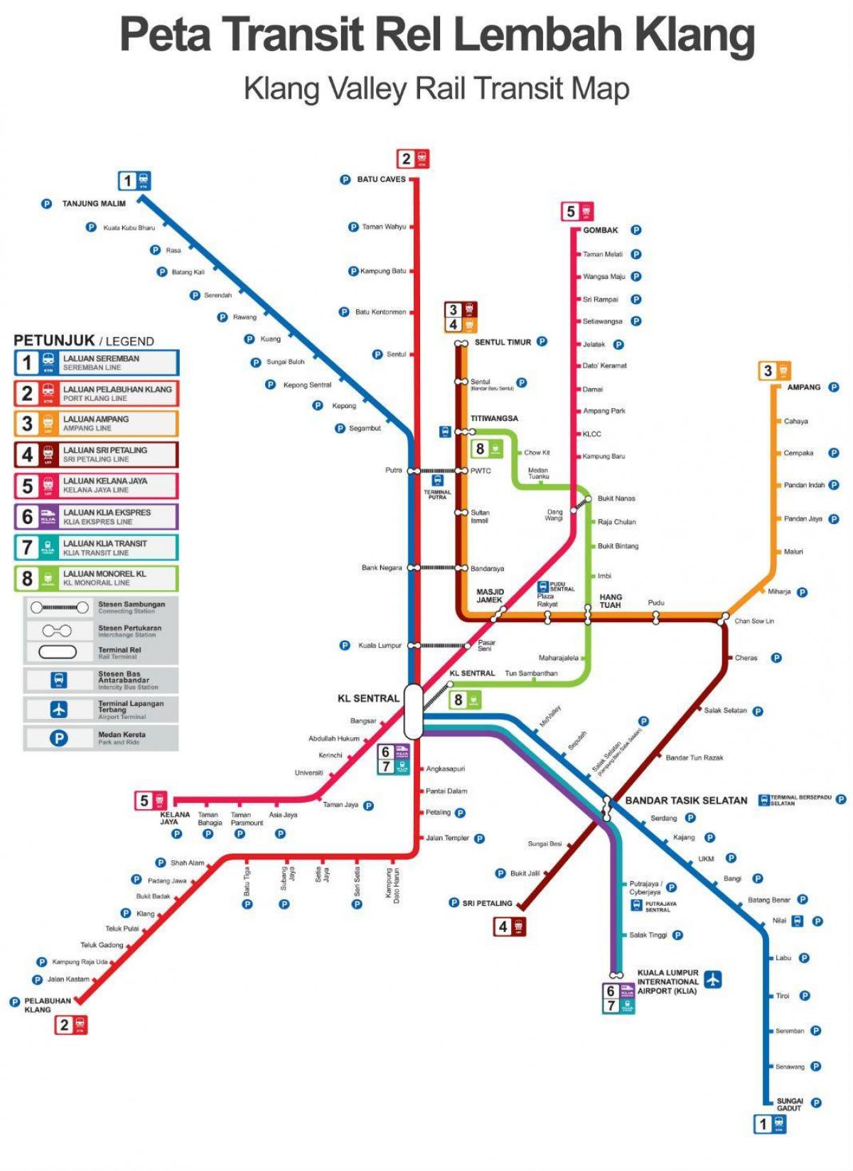 ٹرین کے راستے ملائیشیا کا نقشہ