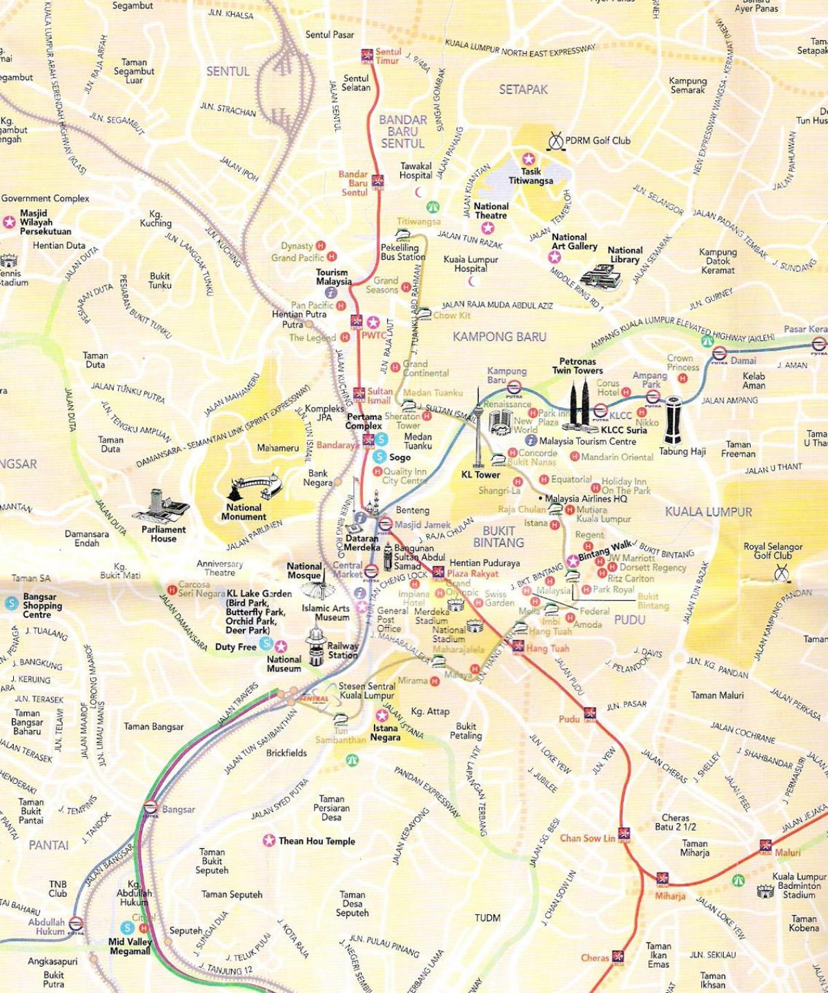 شہر کے مرکز میں کوالالمپور نقشہ