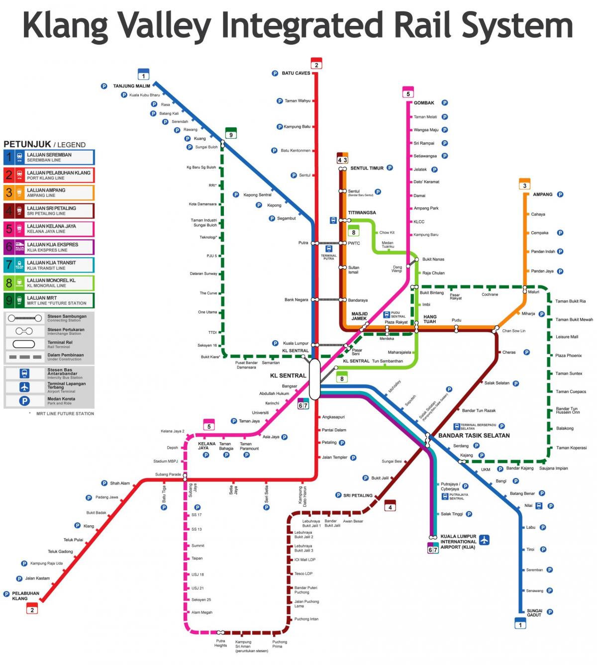 ملائیشیا ٹرین کا نقشہ 2016