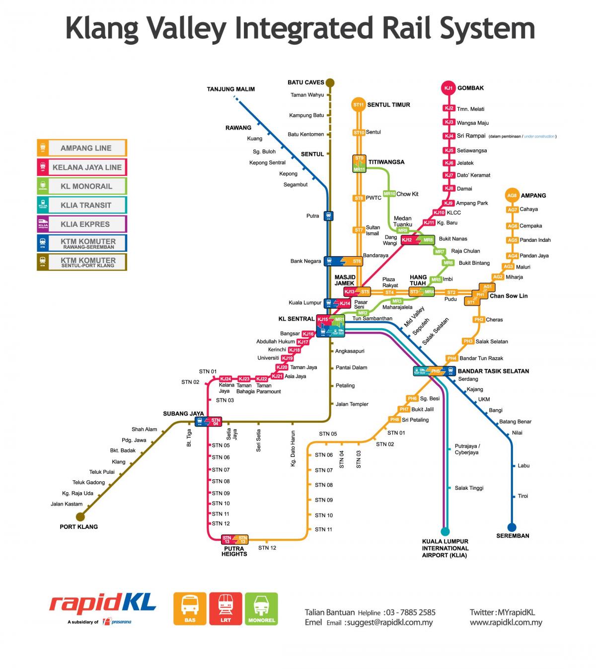 ملائیشیا کی نقل و حمل کا نقشہ