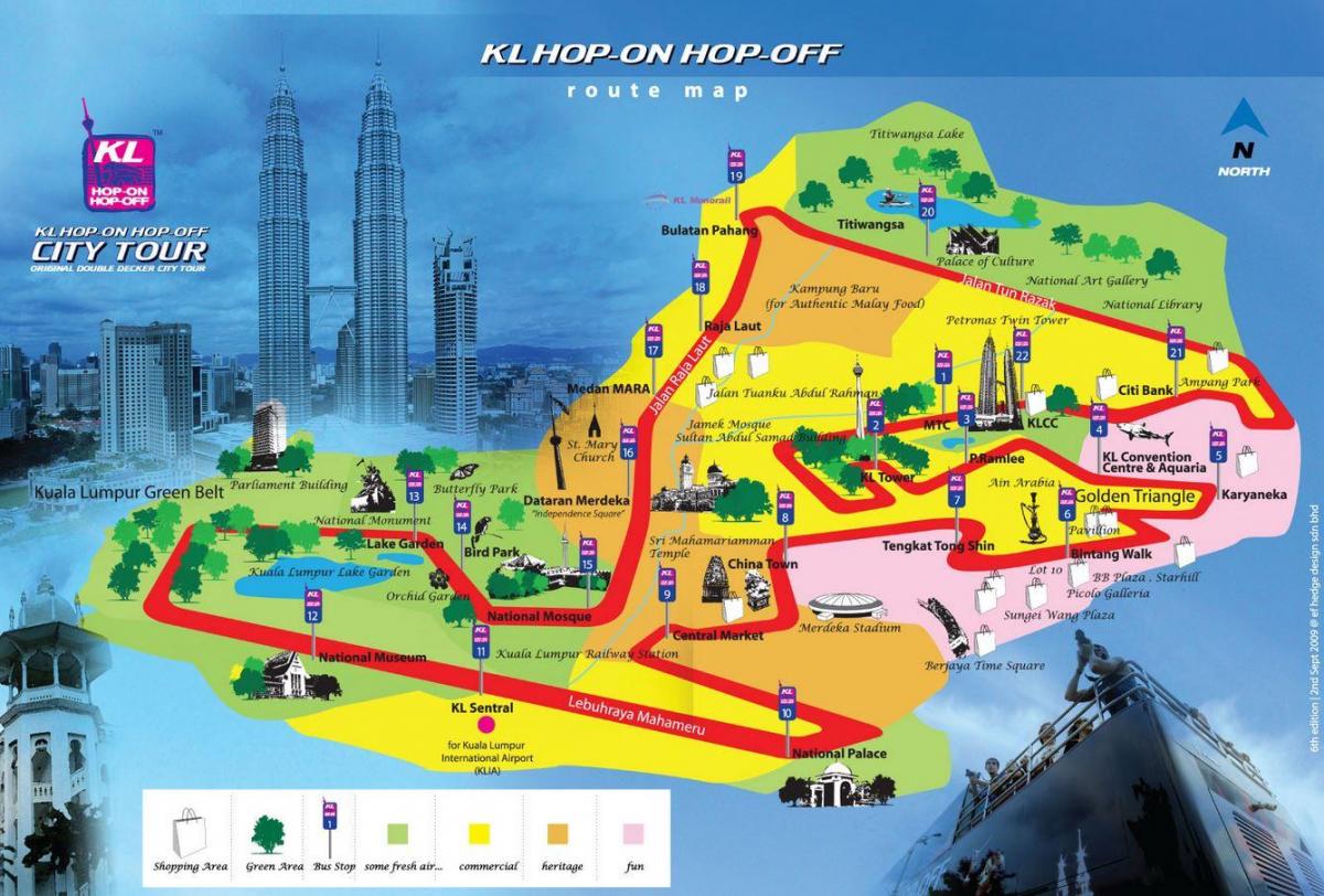 کوالالمپور ہاپ پر ہاپ بند راستے کا نقشہ