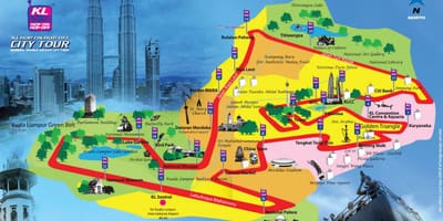 کوالالمپور ہاپ پر ہاپ بند راستے کا نقشہ